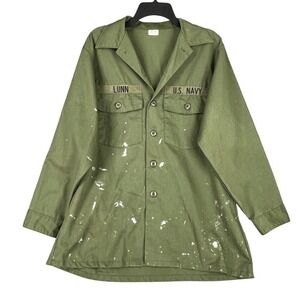 Vietnam Era US Navy Shirt Mens 16.5x32 Vintage Utility Militarycore Workwear